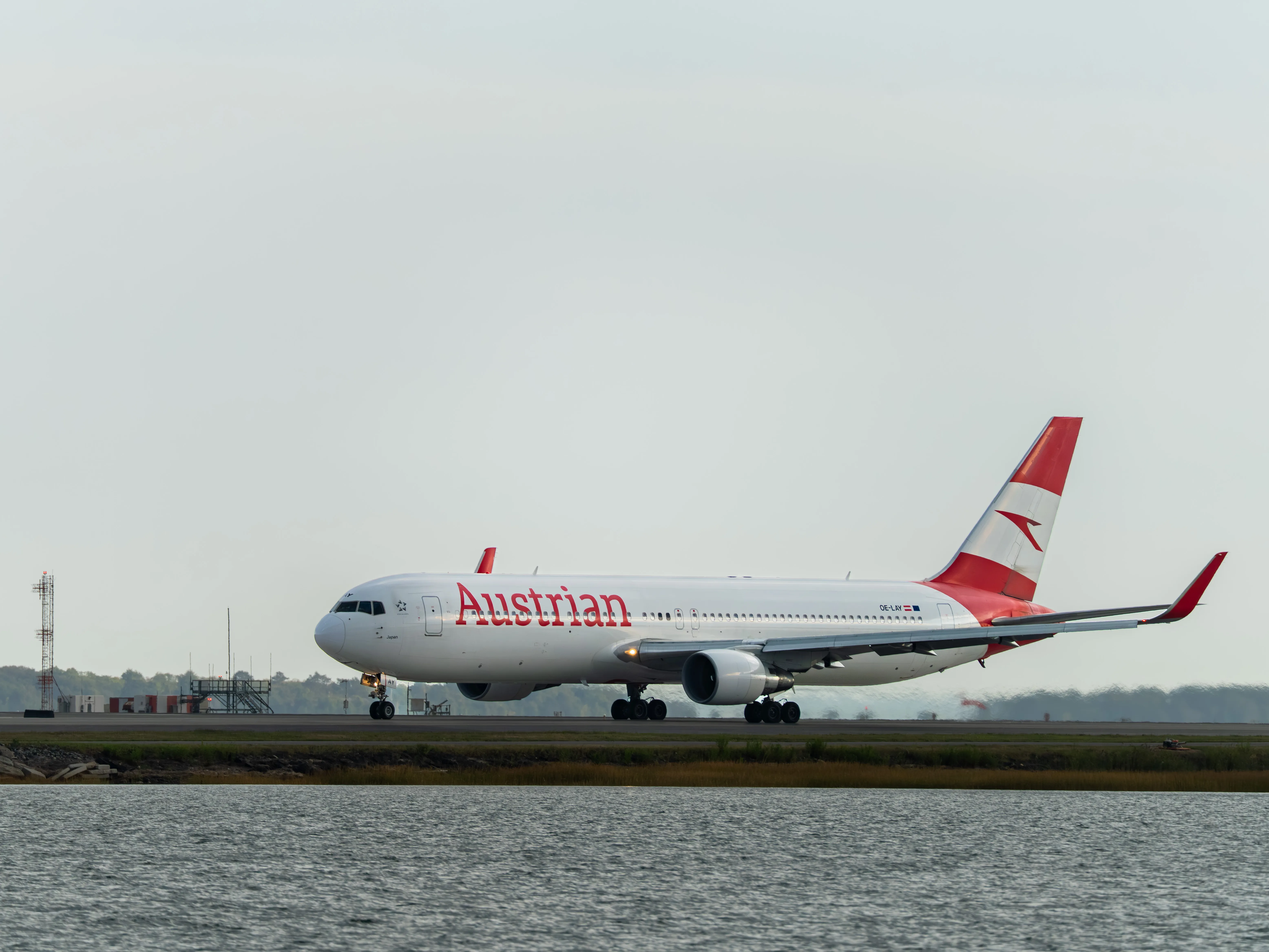 Austrian Airlines Boeing B767-3Z9ER (registration number OE-LAY) taxiing